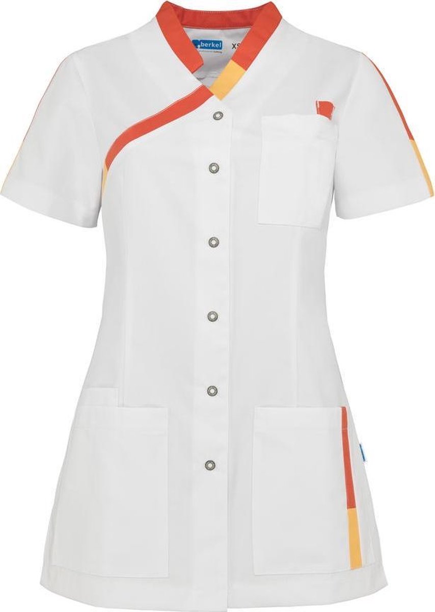 De Berkel Pleun zorgjas-M -wit (rood & oranje) (B3341326489M)