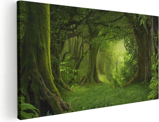 Artaza - Canvas Schilderij - Groene Tropische Jungle Bos  - Foto Op Canvas - Canvas Print