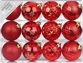 Set van 36x luxe rode kerstballen 6 cm kunststof mat/glans - Onbreekbare plastic kerstballen - Kerstboomversiering rood