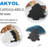 Akyol - 50x Cadeaulabels kraftpapier/karton Kerstboom Zwart - 6 cm x 6 cm - Label - Kerstboomversiering - Cadeau tags/etiketten - Cadeau versieringen/decoratie - Labels karton - Ca