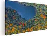 Artaza Canvas Schilderij Kleurrijke Bos Met Bomen Naast Een Meer - 80x40 - Foto Op Canvas - Canvas Print