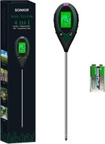 Sonkir Bodem pH-meter, 4-in-1 Bodemvocht/Licht/pH/Temperatuurtester Tuingereedschap Kits Voor Plantenverzorging, Ideale Bodemmeter Voor Tuin, Gazon, Boerderij, Batterij Inbegrepen (Groen)