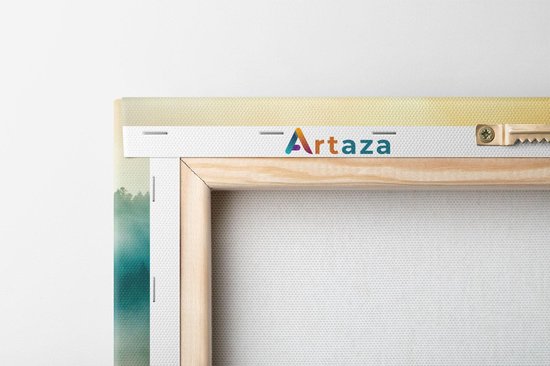 Artaza - Peinture sur toile - Lever de soleil coloré dans la forêt avec brouillard - 80x60 - Photo sur toile - Impression sur toile