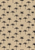 Bruin Kraftpapier Met Zwarte Palmbomen- Breedte 50 cm - 250m lang