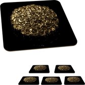 Onderzetters voor glazen - Bloemen - Bladeren - Goud - 10x10 cm - Glasonderzetters - 6 stuks