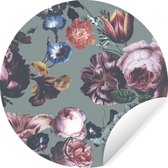 Papier Peint Cercle - Fleurs - Rose - Jardin - ⌀ 30 cm