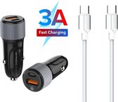 Autolader USB-A & USB-C met USB-C Oplaadkabel - Snellader - Auto Lader - Sigarettenaansteker Oplader - Geschikt voor OPPO Find / OPPO Reno / OPPO Watch / OPPO Mirror / OPPO A91 / Reno4 / Reno