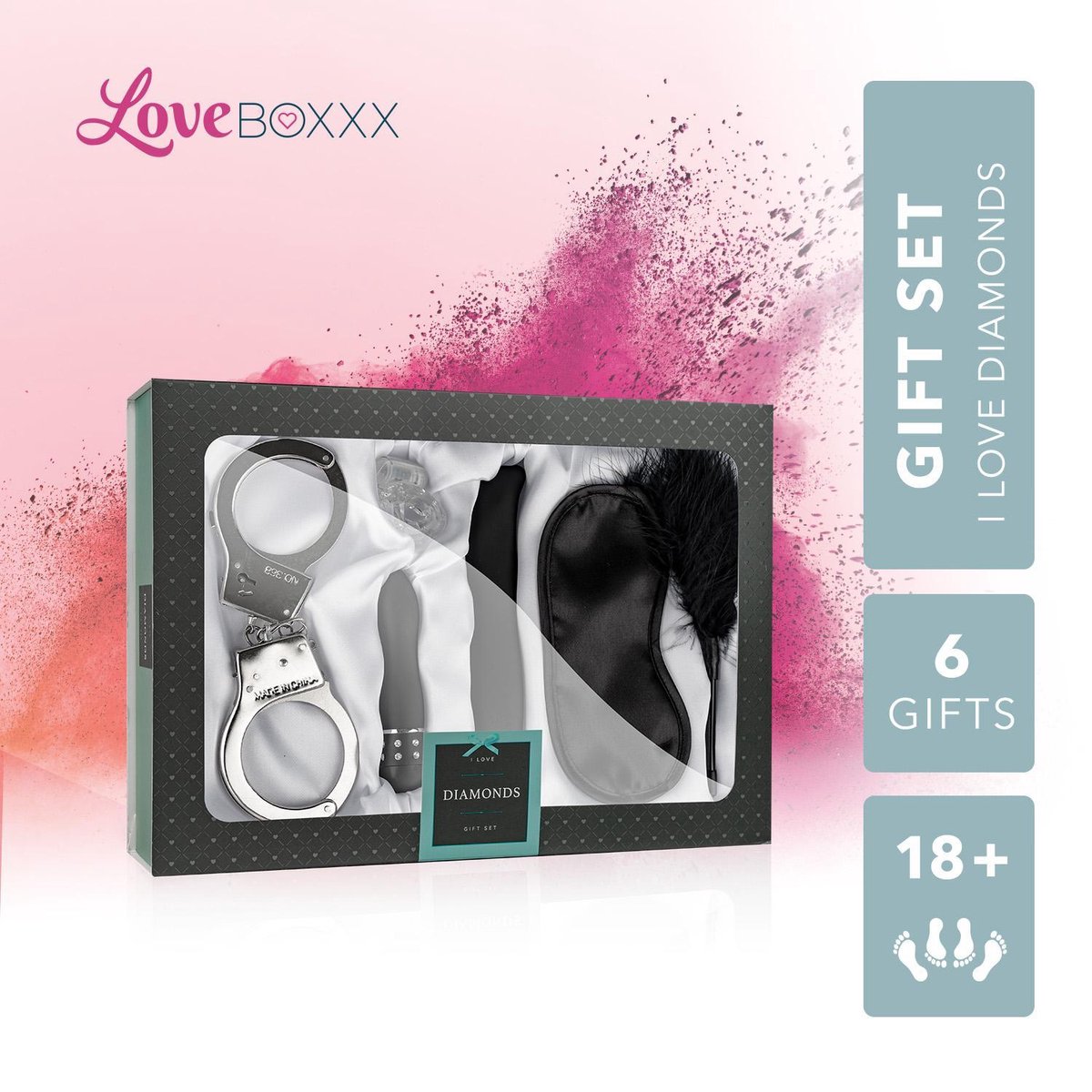 Loveboxxx - I Love Diamonds Cadeauset - Sex Toys voor Koppels - Erotische Geschenkset met Seksspeeltjes en Accessoires - 6 Delig - Erotisch Cadeauset voor Koppels