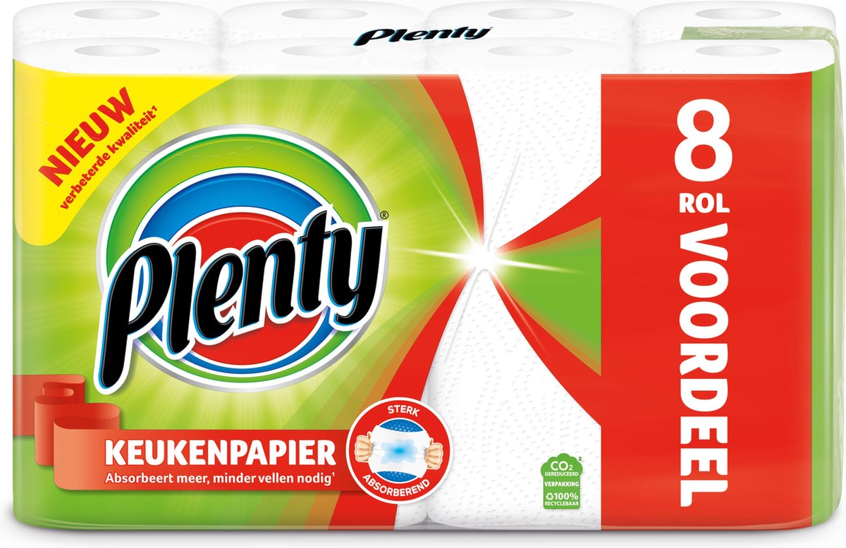 Plenty Keukenpapier - 8 rollen - voordeelverpakking - Plenty