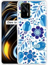 Realme GT Hoesje Blue Bird and Flowers - Designed by Cazy