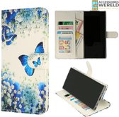 Bookcase Vlinder Blauw - Samsung Galaxy A22 5G - Portemonnee hoesje