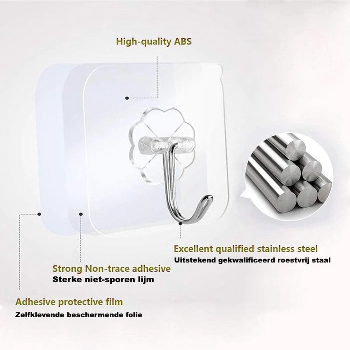Transparante Muur Haken | Waterdicht | Oilproof | Zelfklevende Haken | 5 stuks