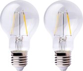 2x - Leddy's - LED Lampen Peer - Plasticvrij - 2W - Dimbaar - E27 Grote Fitting - 2700K Warm wit