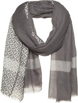 Sjaal taupe - 100% wol - ingeweven print