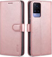 Voor vivo V21e/Y73 2021 AZNS Huid Voelen Kalf Textuur Horizontale Flip Lederen Case met Kaartsleuven & Houder & Portemonnee (Rose Goud)