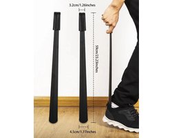 Luxe Mat Zwart Leer Schoenlepel Lang 59 CM Lengte van Hoge Kwaliteit Metaal - Roestvrij Staal - Extra Lang - 59 CM- Cadeau - Kerst - Geschenk