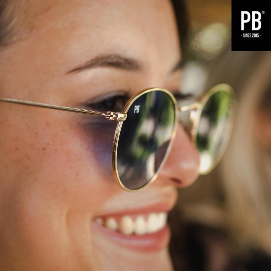 PB Sunglasses - Round Polarised - Zonnebril heren en dames - Gepolariseerde lenzen - Ronde zonnebril - Gouden metalen frame van Merkloos — afbeelding 4