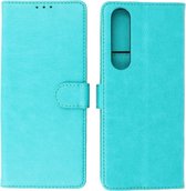 Sony Xperia 1 III Hoesje - Book Case Telefoonhoesje - Kaarthouder Portemonnee Hoesje - Wallet Case - Groen