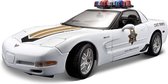 Corvette Z06 Politie (Wit) (22 cm) 1/18 Maisto  - Modelauto - Schaalmodel - Modelauto - Miniatuurauto - Miniatuur autos