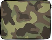 Laptophoes 15.6 inch - Illustratie van een camouflage patroon - Laptop sleeve - Binnenmaat 39,5x29,5 cm - Zwarte achterkant