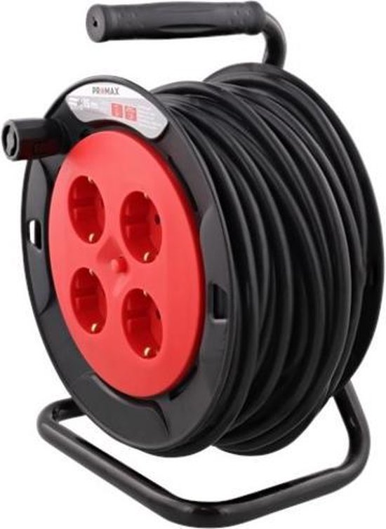 Kabelhaspel - Haspel - 15m - 4-voudig - Zwart - 3000 watt - Thermisch  beveiligd | bol.com