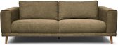 HEXAGONE 3-zitsbank - Olijfgroene stof - L 222x D 90 x H 80 cm - JOHAN