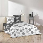 Dekbedovertrek Hotel kwaliteit  100% Polyester Wit met grijze rondjes 240x220 3 delig