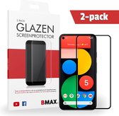 2-pack BMAX Google Pixel 5 Glazen Screenprotector - Full Cover gehard glas - Beschermglas - Tempered Glass - Glasplaatje - Zwart