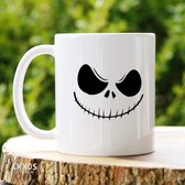 Halloween face -  Customized mokken en bekers - mokken met tekst - mokken - bekers - cadeautje - cadeau voor vrouw - cadeau vor man - keramiek servies - cadeautje voor haar - cadeautje voor h