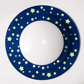 Funnylight kids lamp LED Planet donker blauw - Trendy plafonniere voor de jongens en meisjes kinderkamer met glow in the dark sterren