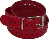 100% leer- 2 cm breed - Damesriem met gaatjes - rood - maat 80 - totale lengte 95