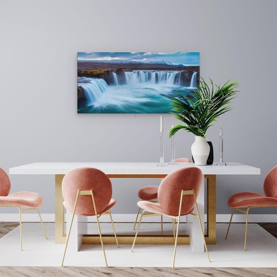 Artaza - Peinture Sur Toile - Chutes d'eau Dans L' Water Blauw Vert - 100x50 - Groot - Photo Sur Toile - Impression Sur Toile