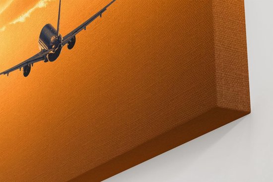 Artaza Peinture sur toile Avion au coucher du soleil - 80 x 80 - Groot - Photo sur toile - Impression sur toile