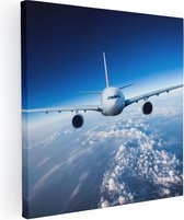 Artaza Canvas Schilderij Vliegtuig In De Wolken - 90x90 - Groot - Foto Op Canvas - Canvas Print