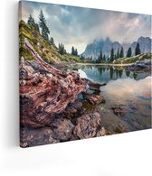 Artaza - Peinture sur toile - Lac avec des rochers dans les Montagnes des Alpes - 100 x 80 - Groot - Photo sur toile - Impression sur toile