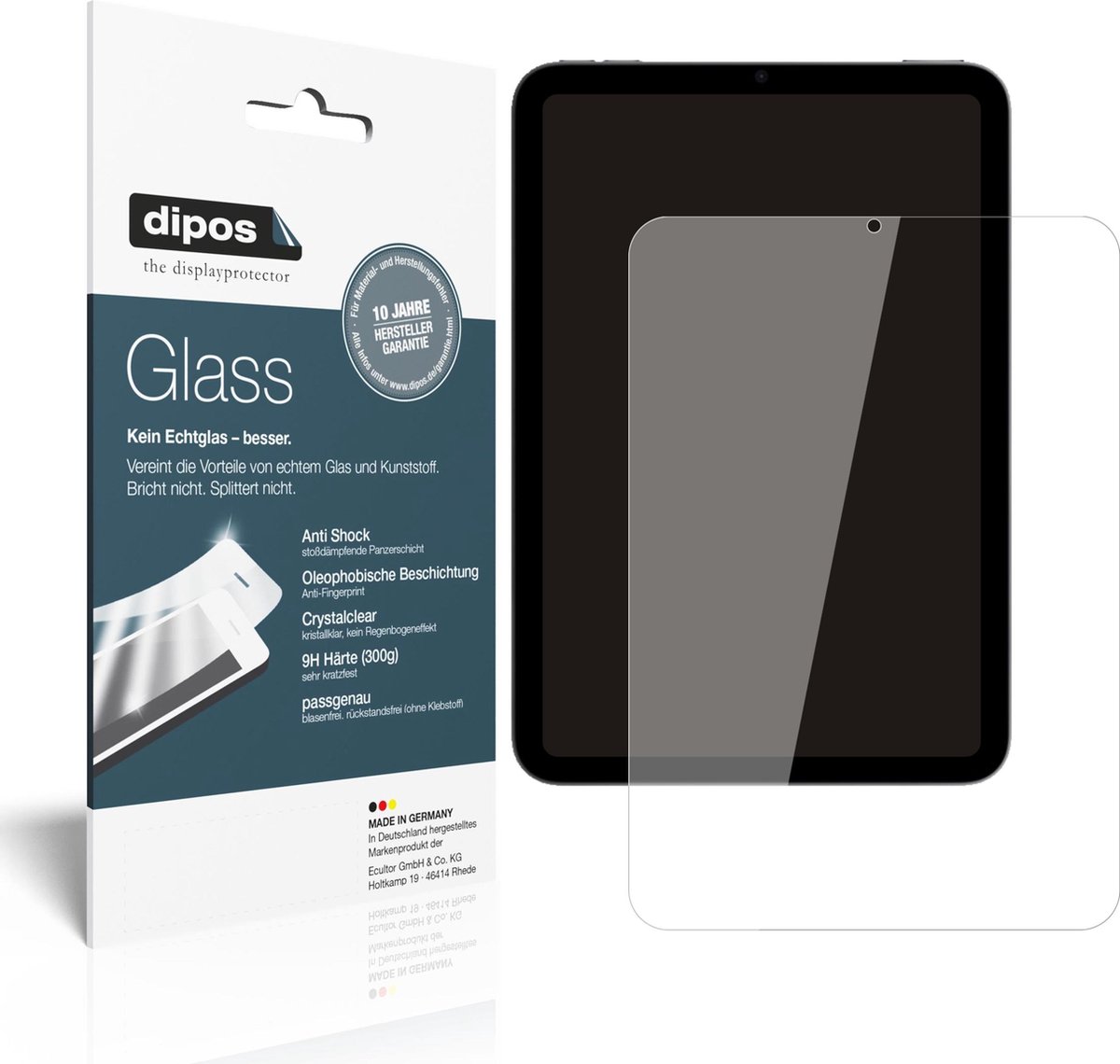 dipos I 2x Pantserfolie helder compatibel met Apple iPad mini 6 Beschermfolie 9H screen-protector