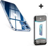 ShieldCase Ultra thin silicone case geschikt voor Apple iPhone geschikt voor Apple iPhone 12 / 12 Pro - 6.1 inch + glazen Screen Protector