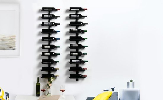Casier à bouteilles support mural porte-bouteilles, pour 5 bouteilles  99x13x9cm noir 04_0002519