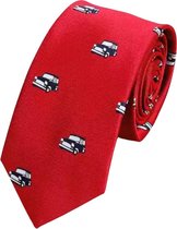Stropdas rood-auto-100% polyester -6cm-extra dasspeld-Charme Bijoux