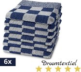 Droomtextiel Originele Horeca Handdoeken /  Keukendoeken - set van 6 Stuks - 100% Katoen - 50x50 cm - Blauw Wit - Horecakwaliteit - Geblokt - Barbecue -