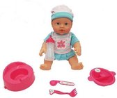 Mother Love Drink en Plas Babypop Blauw 31 cm