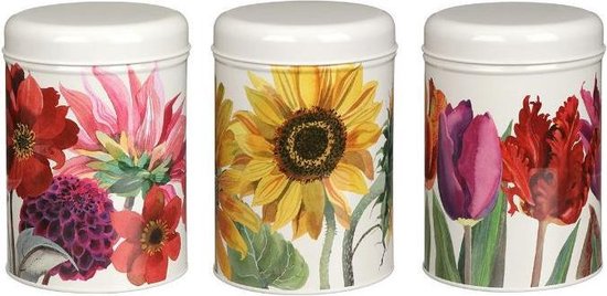 Foto: Emma bridgewater set van 3 bewaarbussen flowers bewaarblik bloemen blik 10 5 x 14 5 cm