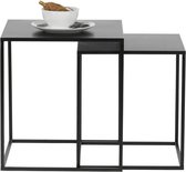 Bijzettafel set 2 - industriële stijl - bijzettafel voor binnen - bijzettafel voor buiten - modern - bijzettafel industrieel -  metalen bijzettafel- bijzettafel zwart - 38 x 38 x 4