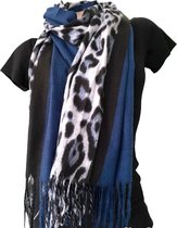 Lange Warme Sjaal - Panterprint - Blauw - 180 x 70 cm (6#)