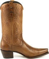 Mayura Boots Virgi 2536 Hazelnoot/ Dames Western Laarzen Sierstiksel Spitse Neus Rechte Schacht Hoge Hak Glad Leer Maat EU 37