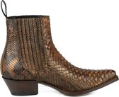 Mayura Boots 2496P Cognac/ Dames Western Enkellaarzen Spitse Neus Cowboyhak Elastiek Sluiting Echt Leer Maat EU 38