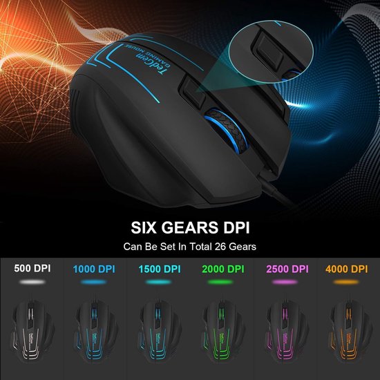 TEDGEM - Gaming Muis - USB - Gewichtjes - RGB - Bedraad