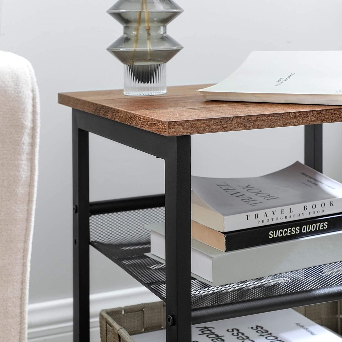 ZAZA Home Bijzettafelset, 3 St. Nachtkastjes, Salontafels, Met Metalen Poten Eenvoudige Constructie Industrieel Ontwerp Vintage Bruin Zwart ZAZA Home Bijzettafelset, 3 St. Nachtkastjes, Salontafels, Met Metalen Poten Eenvoudige Constructie Industrieel Ontwerp Vintage Bruin Zwart