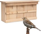 blumfeldt Vogelhuis  44 x 22 x 15 cm - nestkast met drie verschillende broedholen - onbehandeld, natuurlijk hout