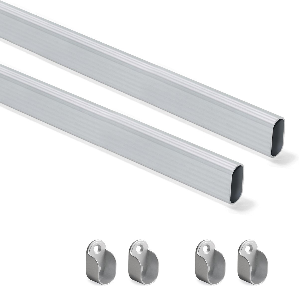 Emuca Garderobestang 30x15 mm aluminium, 750 mm, Mat geanodiseerd